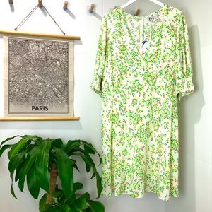 RIXO for Target Puff Sleeve Multicolor Green Dress